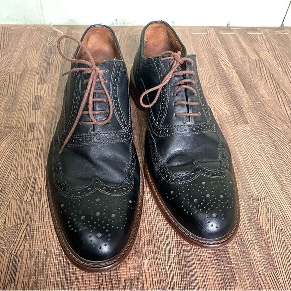 Mercanti Fiorentini Mens Size 9.5M Wingtips‎ Cuoio Black Retail $325 Italy - Picture 2 of 11